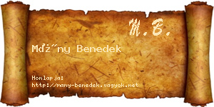 Mány Benedek névjegykártya